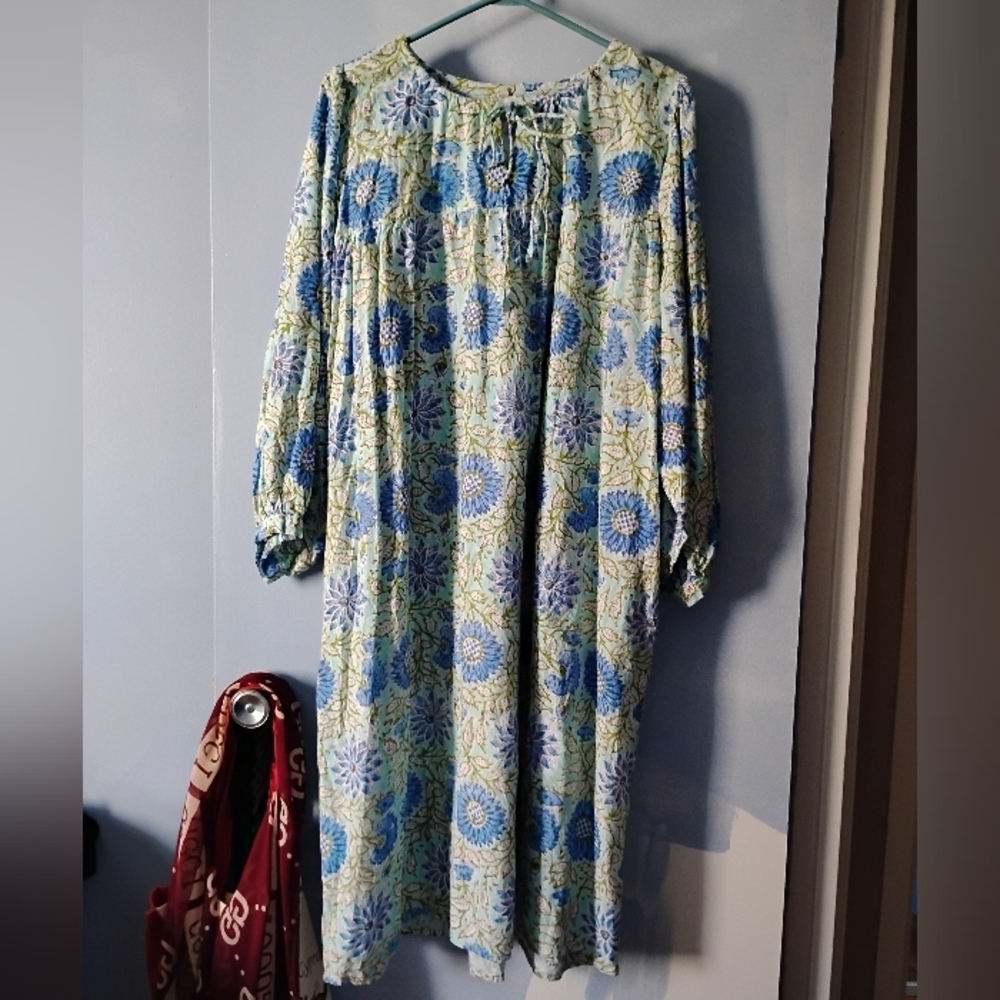 Pink City Prints Indian Cotton Block Print Summer Dress L XL